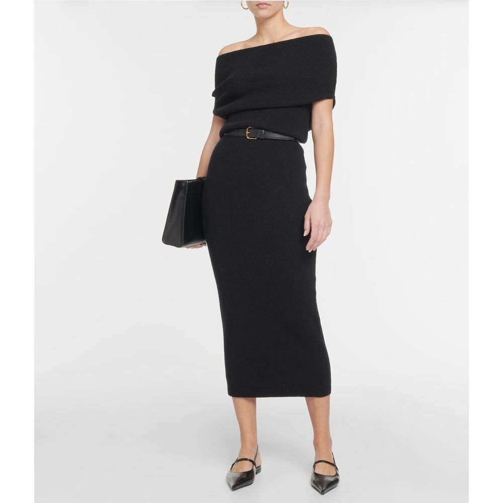 Toteme Off Shoulder Ribbed Knit Midi Dress Size Medium NWOT $626 Totême Minimal